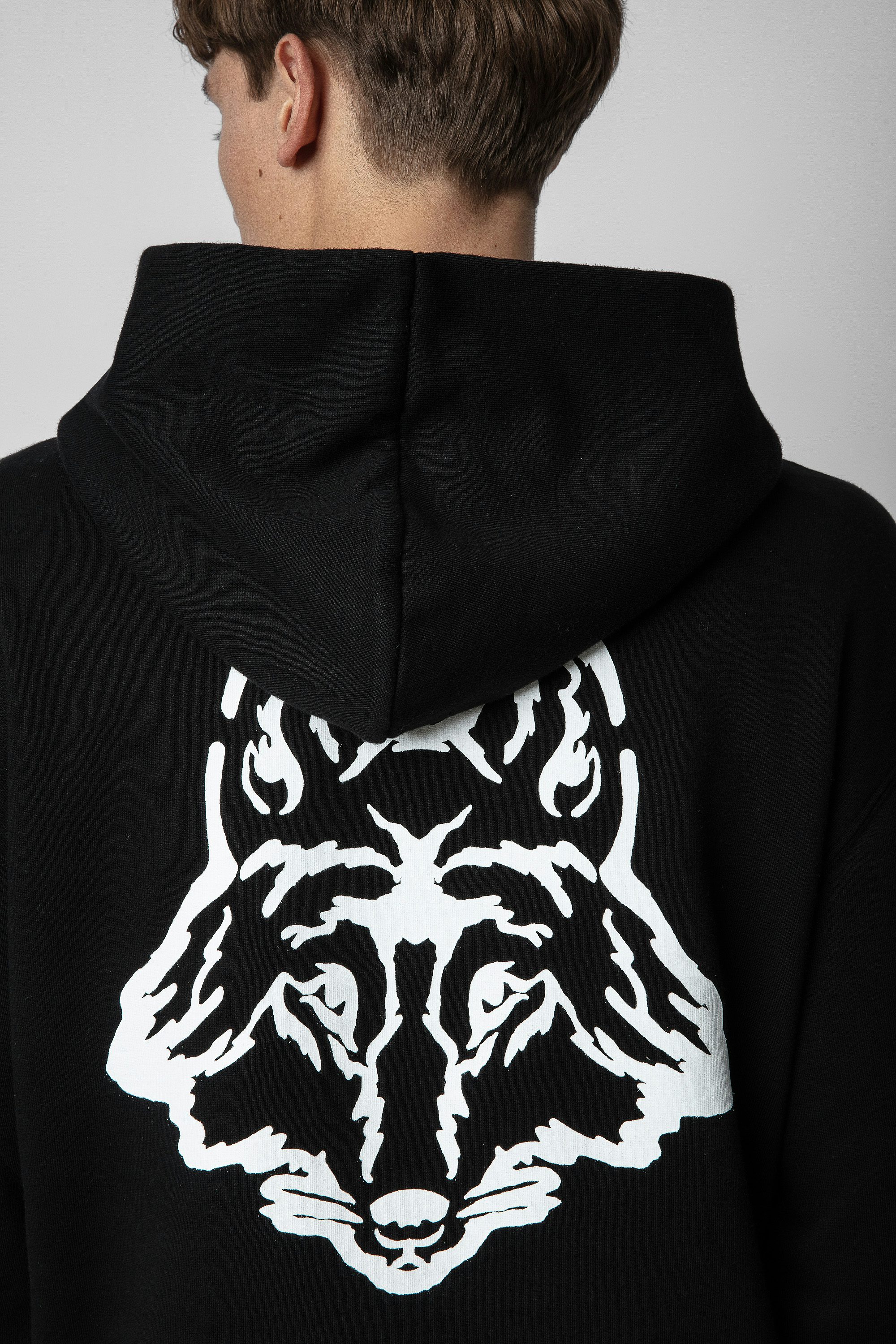 Sudadera Sanchi Loup - Sudadera Sanchi negra con motivo de lobo para hombre